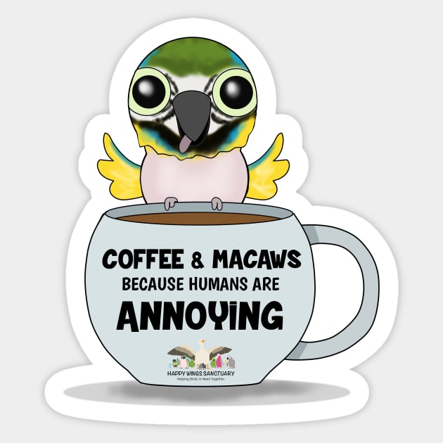 Coffee & Blue and Gold Macaws! Sticker by HappyWings